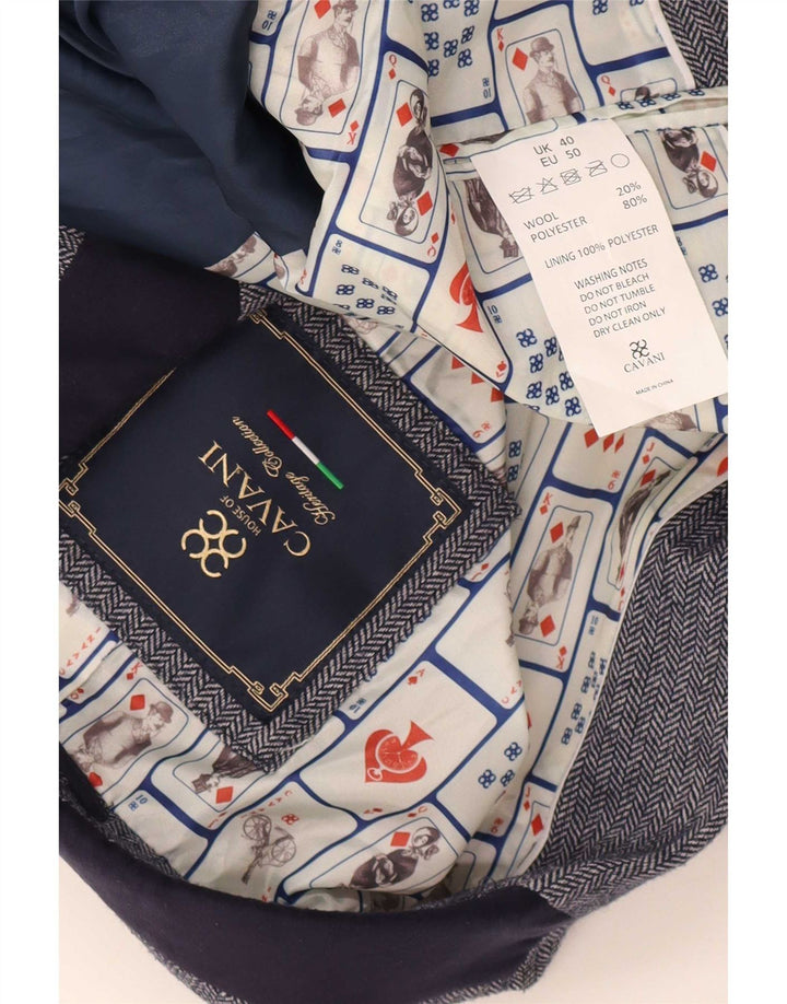 Cavani Veste blazer à 2 boutons pour homme UK 40 Grand gris à chevrons Polyester