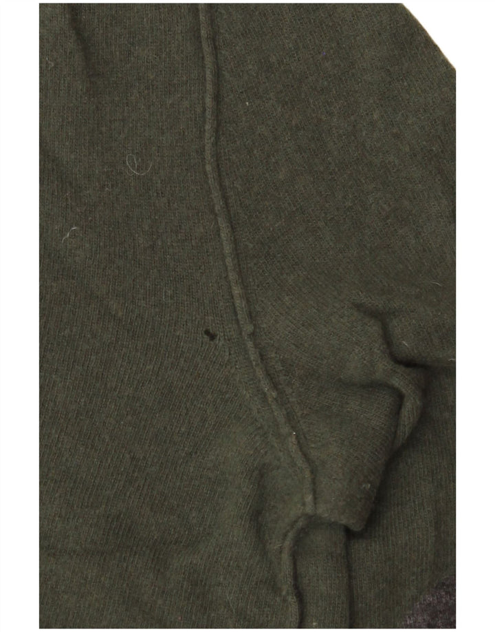 WOOLRICH Pull à col rond pour femme UK 14 Laine kaki moyen
