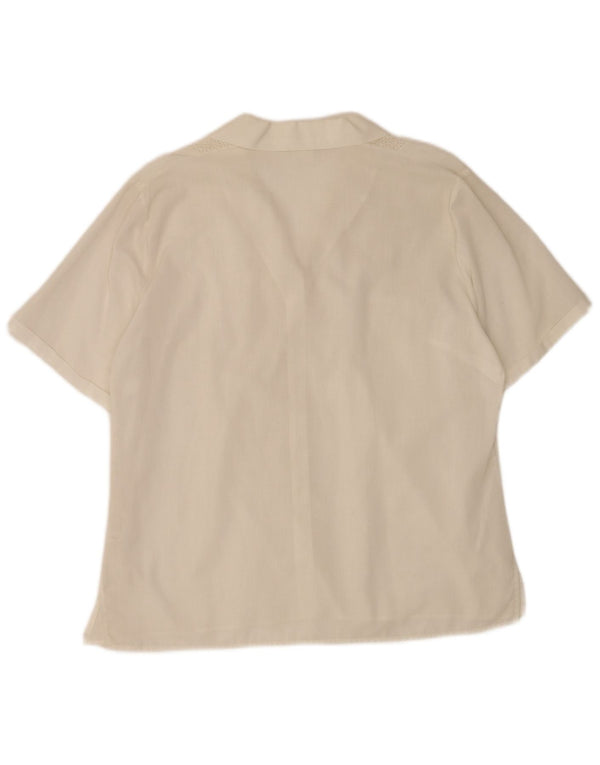 Ricamo A Mano Chemisier à manches courtes pour femme IT 48 XL Blanc Floral Coton