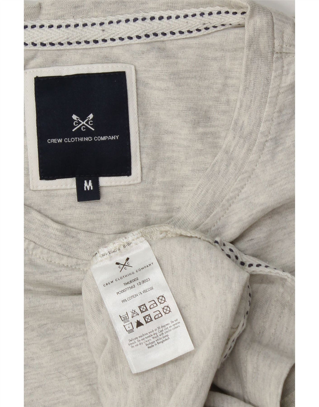 CREW CLOTHING T-Shirt Homme Gris Moyen Chiné Coton