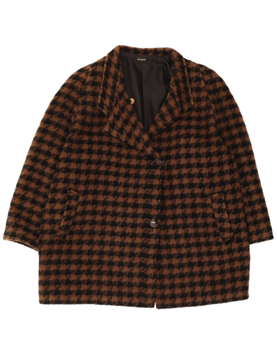 ELENA MIRO Pardessus Oversize Femme IT 43 Marron Moyen Pied-de-Poule Rétro