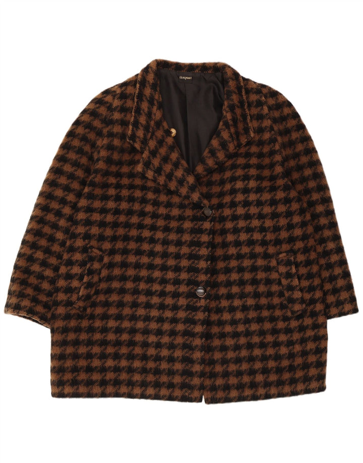 ELENA MIRO Pardessus Oversize Femme IT 43 Marron Moyen Pied-de-Poule Rétro