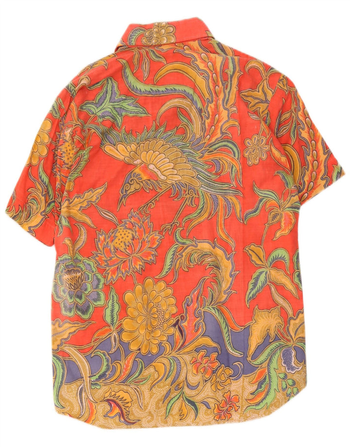 Chemise à manches courtes vintage pour hommes, motif floral multicolore moyen