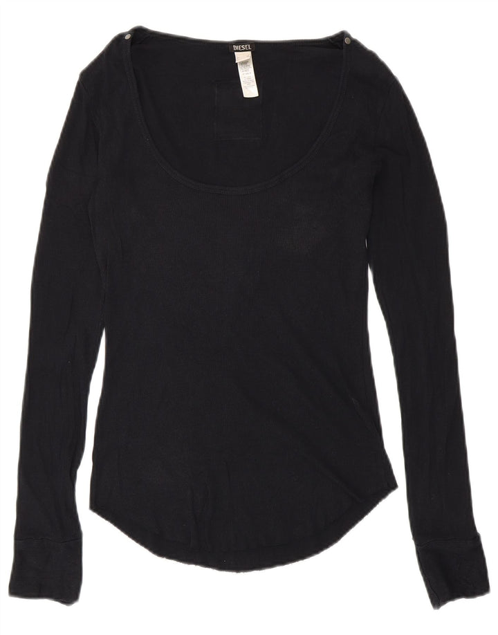 DIESEL Haut graphique à manches longues pour femme UK 8 Small Noir Coton