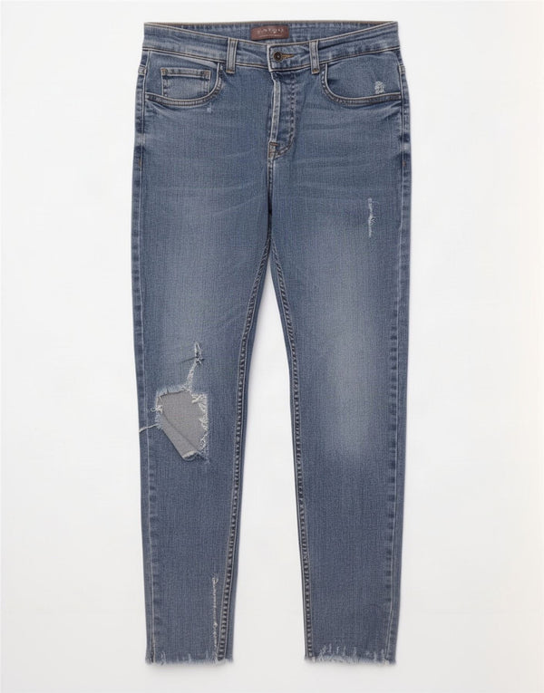 Zara Jean skinny vieilli pour homme EU 42 Large W32 L28 Bleu