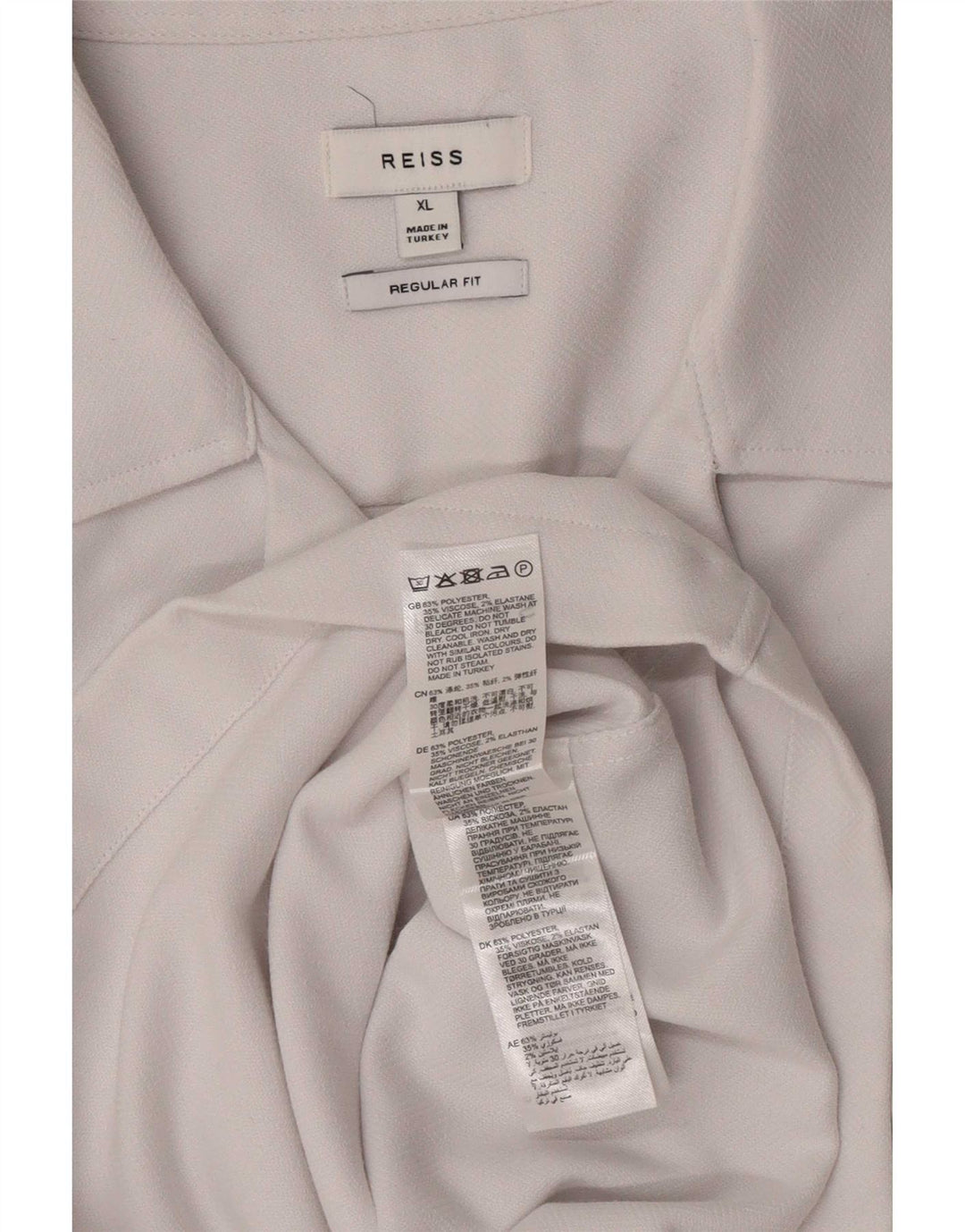 Reiss Chemise à manches courtes pour homme Coupe régulière XL Blanc Polyester