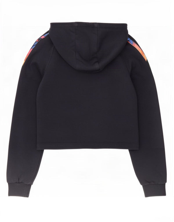 Adidas Pull à capuche graphique court pour fille 9-10 ans Bleu marine en coton