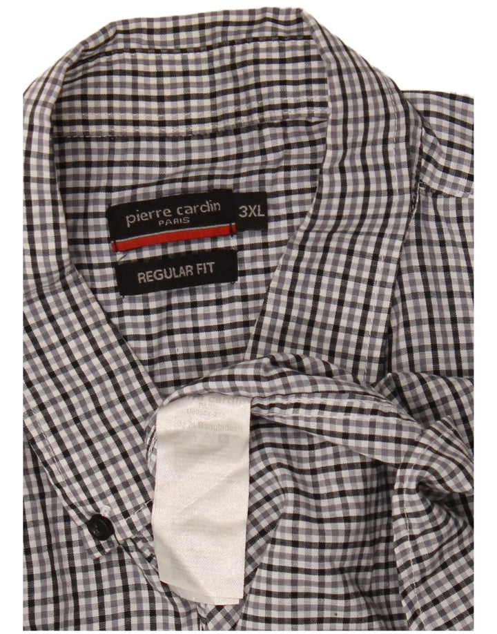 Pierre Cardin Chemise à manches courtes pour homme Coupe régulière 3XL Gris à carreaux Polyester