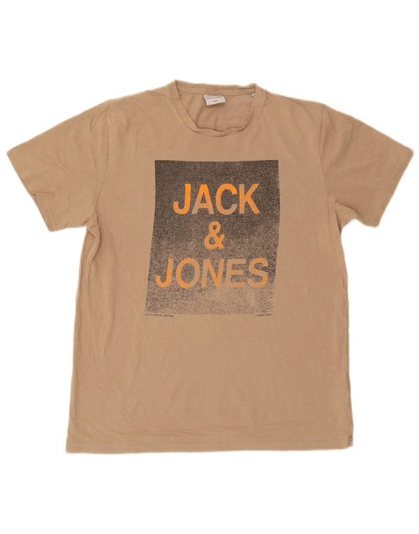 Jack & Jones T-Shirt Graphique Top XL Coton Beige Homme