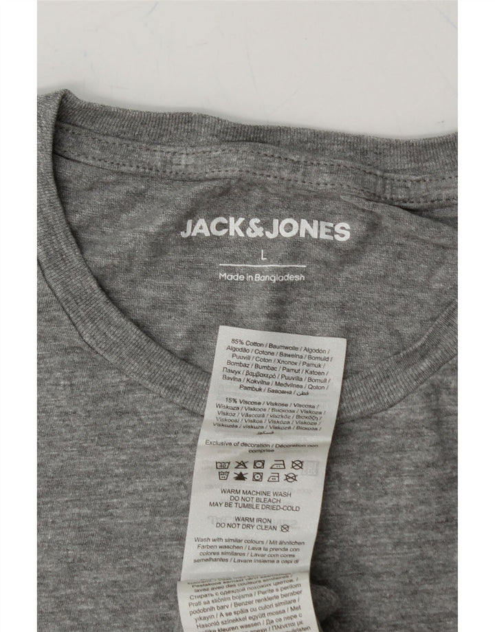 JACK & JONES Mens T-Shirt Top Large Grey Cotton Vintage Jack & Jones and Second-Hand Jack & Jones from Messina Hembry 