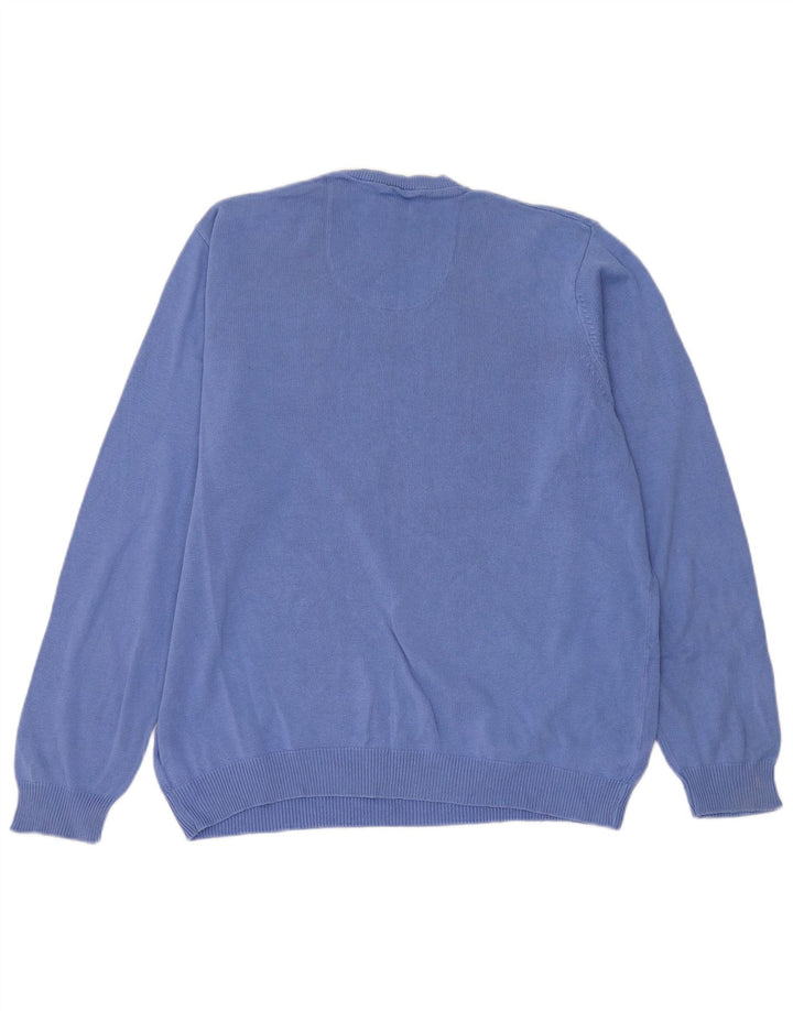 Marks & Spencer Pull coupe classique à col en V pour homme, grand bleu, coton