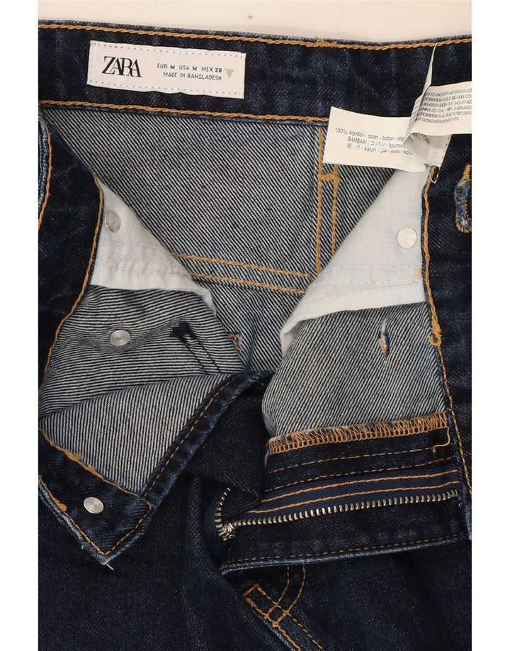 Zara Femme Mini Jupe En Jean Moyen W28 Bleu Marine Coton