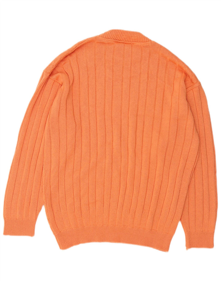 vintage Mens Turtle Neck Jumper Pull Moyen Orange Coton