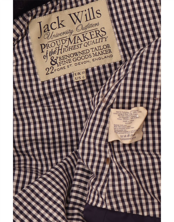 JACK WILLS Gilet rembourré à capuche pour femme UK 10 Small Bleu marine Polyester