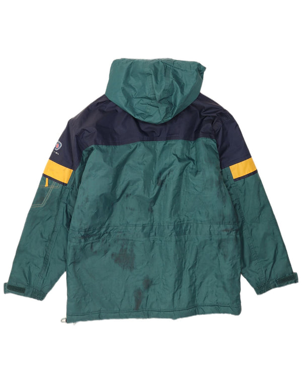 veste de pluie à capuche vintage pour hommes UK 42 XL Nylon colorblock vert