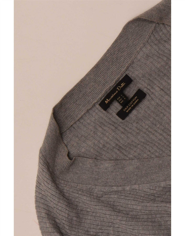 Massimo Dutti Haut à manches longues pour femme UK 14 Large Gris Soie