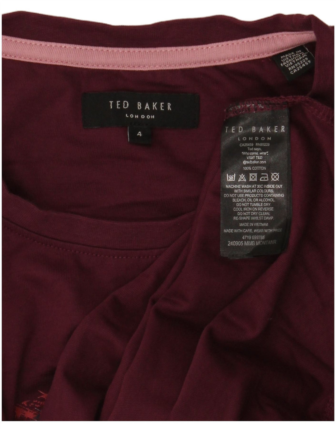 Ted Baker T-shirt graphique pour hommes, taille 4, grand coton marron