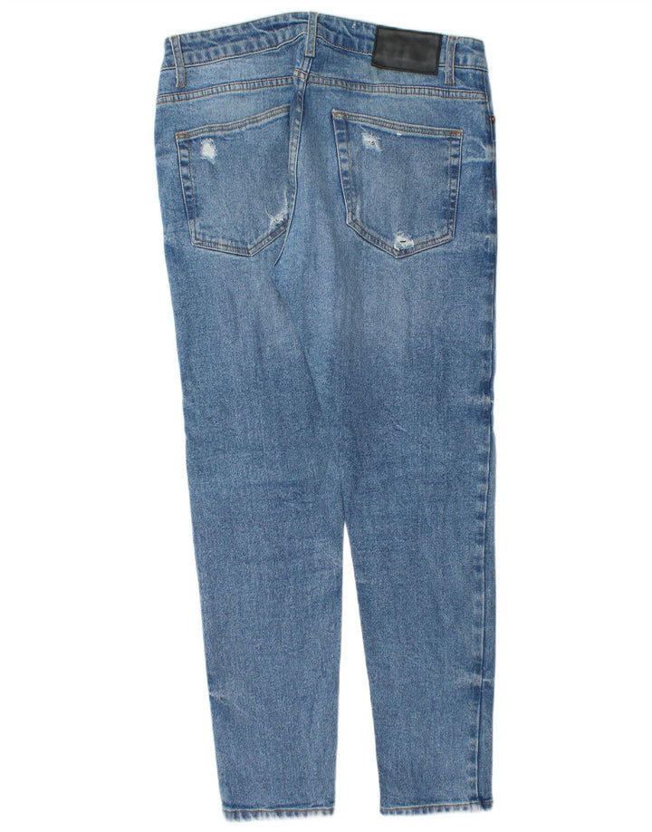 Zara Femme Jean Slim Effet Déchiré W33 L28 Bleu