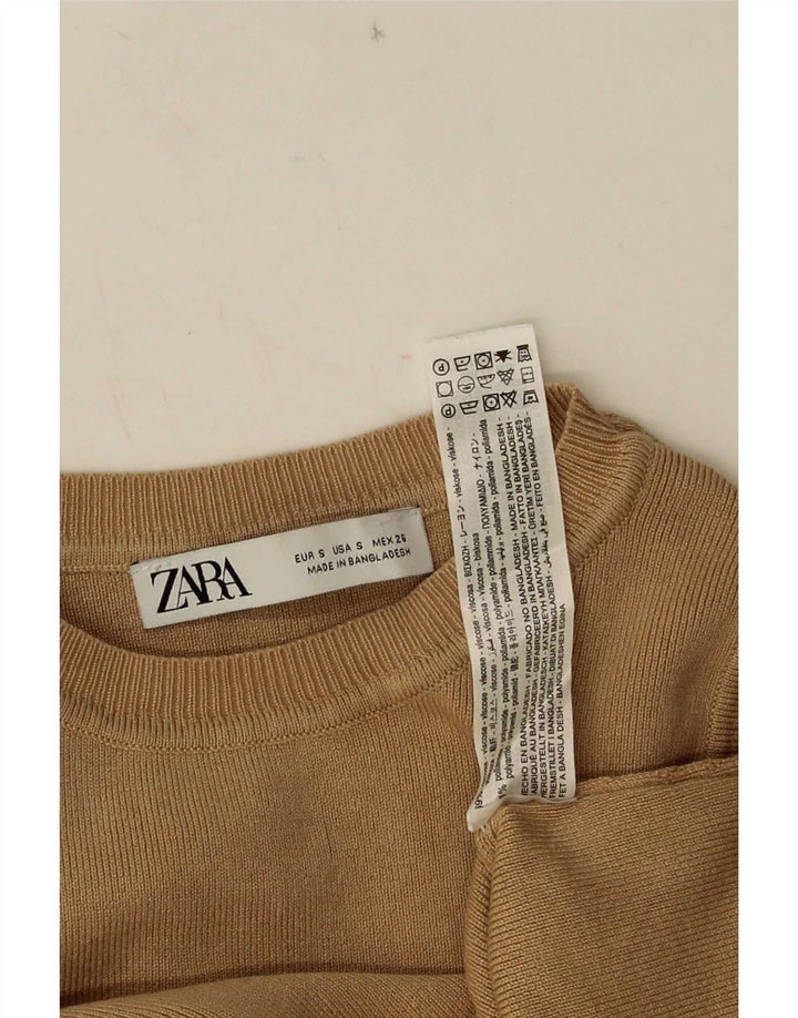 Zara Womens Crop Vest Top UK 8 Small Marron Viscose