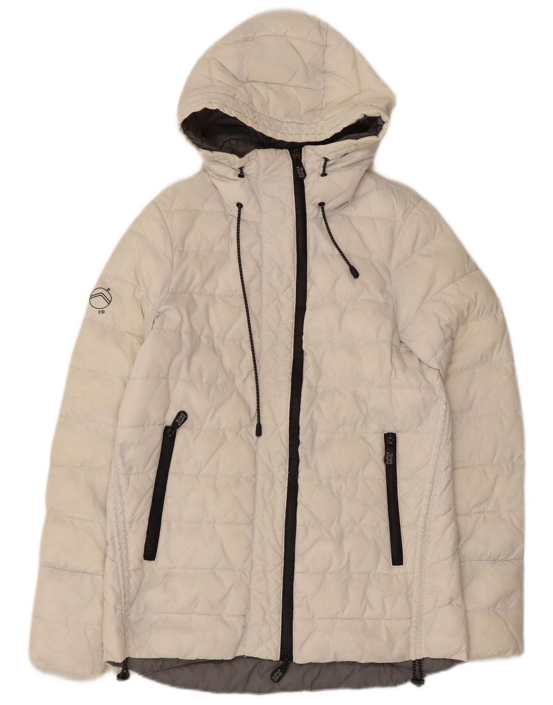 Superdry Veste matelassée à capuche pour femme UK 8 Small Blanc Nylon