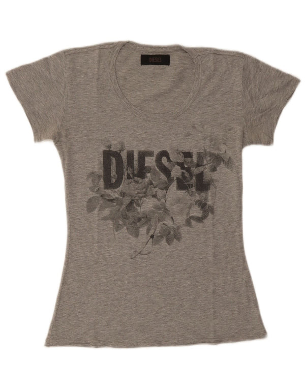 Diesel T-shirt graphique pour femme UK 8 Small Gris