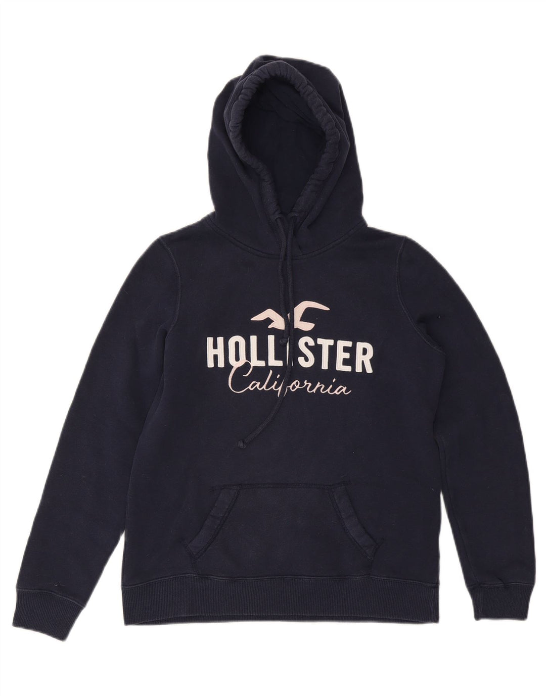 HOLLISTER Pull à capuche graphique pour femme UK 14 Bleu marine moyen Coton