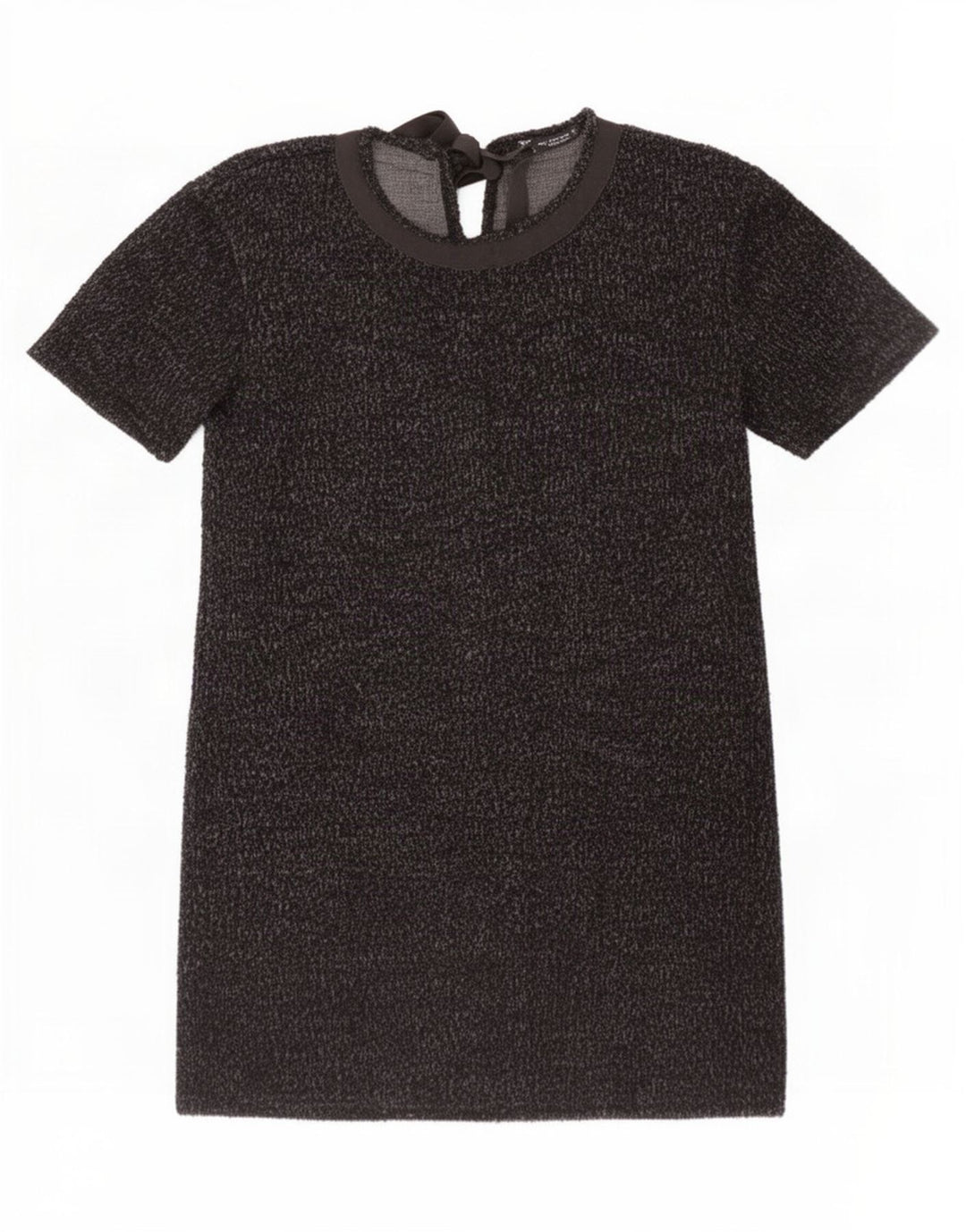 Zara Robe basique pour femme UK 44 en coton moucheté noir moyen
