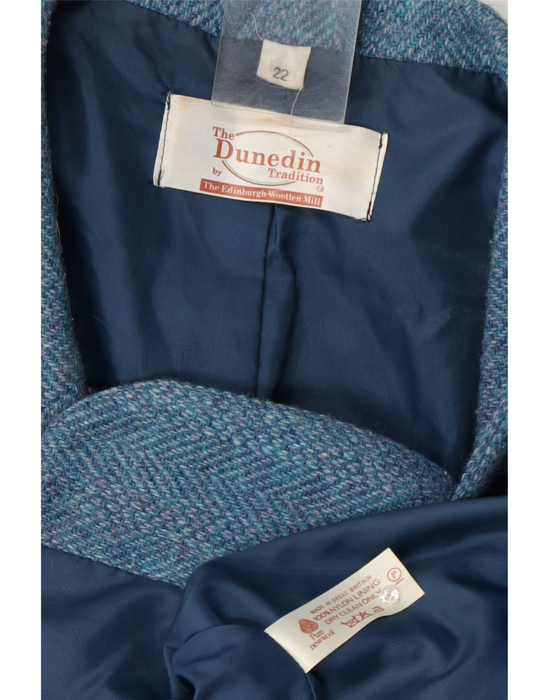 Dunedin Veste Blazer 2 Boutons pour Femme UK 22 3XL Laine à Chevrons Bleu