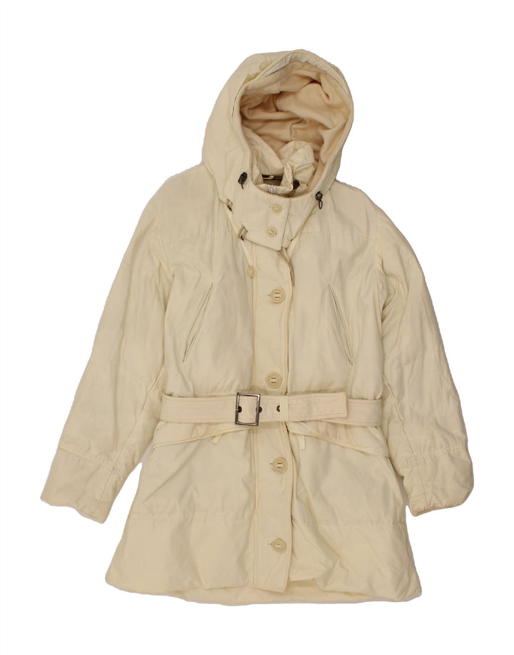 PEUTEREY Womens Hooded Padded Jacket IT 46 Large Off White Vintage PEUTEREY and Second-Hand PEUTEREY from Messina Hembry 