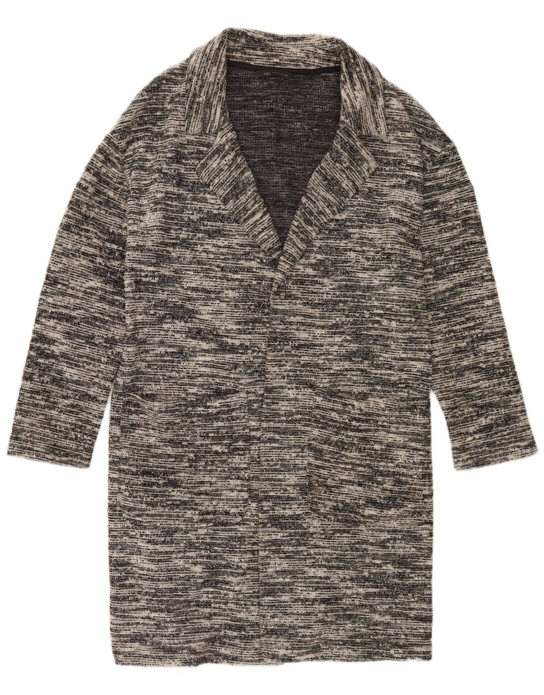 Marks & Spencer Pull cardigan long pour femme UK 12 Gris moyen moucheté