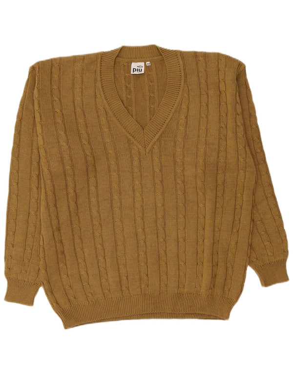 Piu Verona Pull col V pour homme UK 48 2XL Kaki Acrylique
