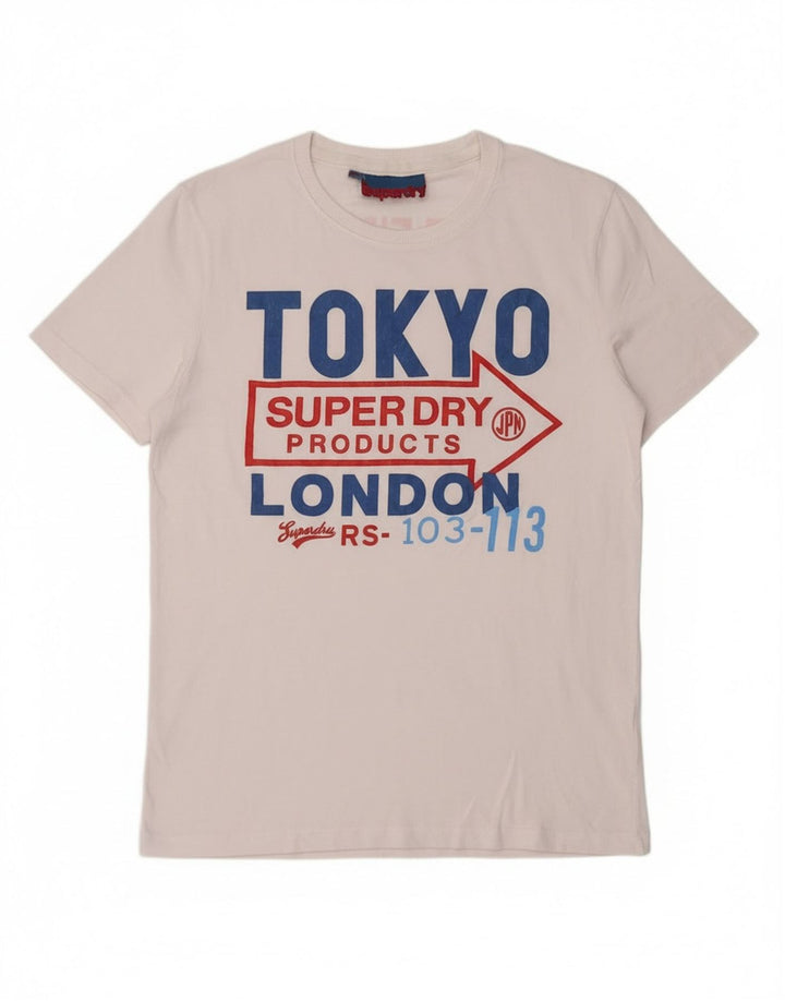 Superdry T-Shirt Graphique Top XL Coton Blanc Homme