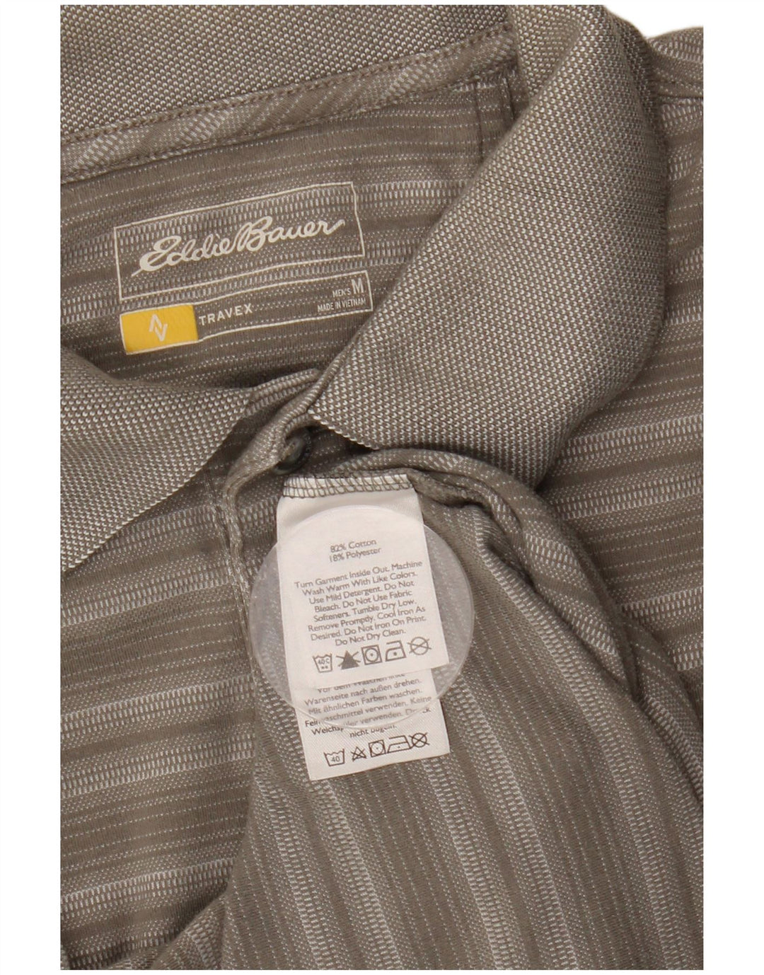 EDDIE BAUER Polo Homme Gris Moyen Rayé Coton