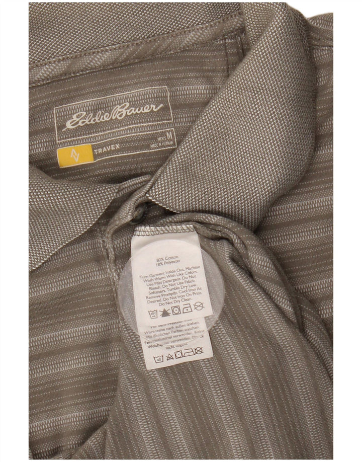 EDDIE BAUER Polo Homme Gris Moyen Rayé Coton