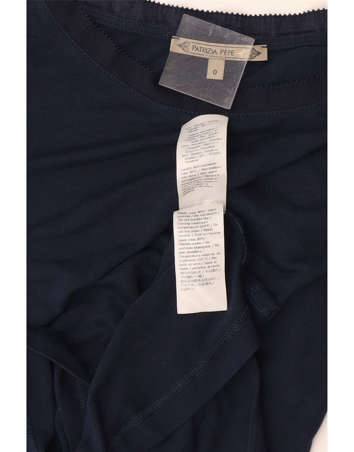 PATRIZIA PEPE T-shirt surdimensionné pour femme US 0 XS Bleu marine Viscose