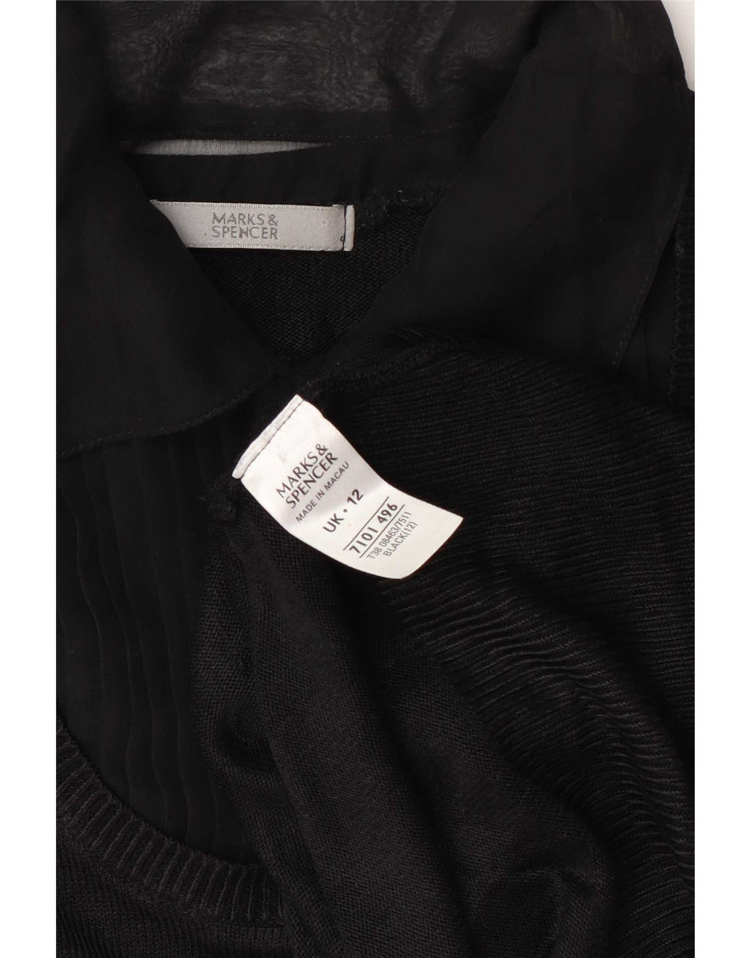Marks & Spencer Pull à col polo pour femme UK 12 Noir moyen