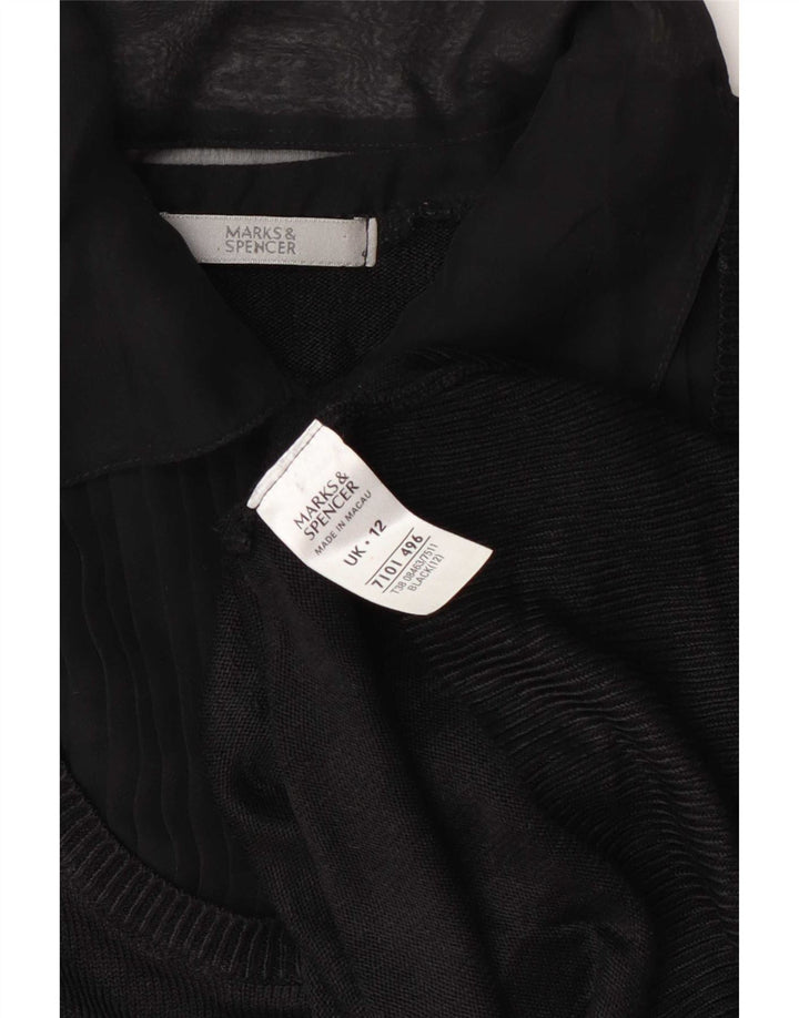 Marks & Spencer Pull à col polo pour femme UK 12 Noir moyen