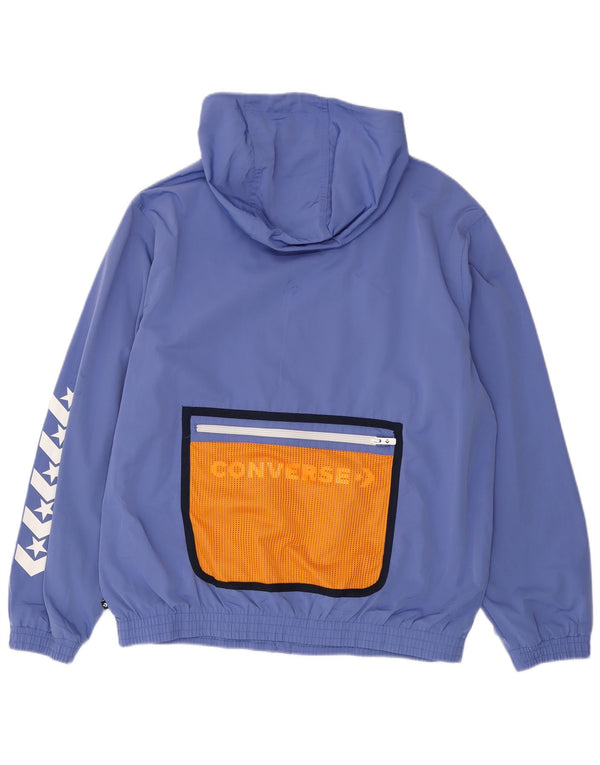 Converse Veste de survêtement à capuche graphique pour hommes, grand, bleu, color block