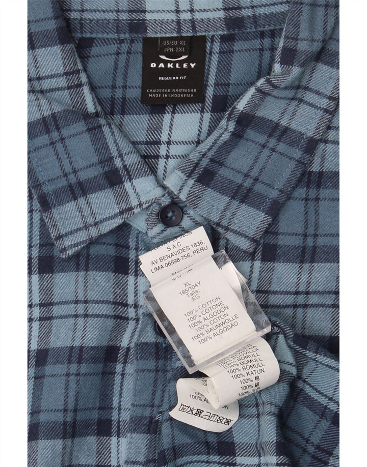 OAKLEY Mens Regular Fit Flannel Shirt XL Blue Check Cotton Vintage Oakley and Second-Hand Oakley from Messina Hembry 
