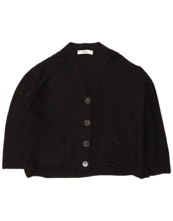Zara Womens Crop Oversize Cardigan Pull UK 10 Petit Noir Classique