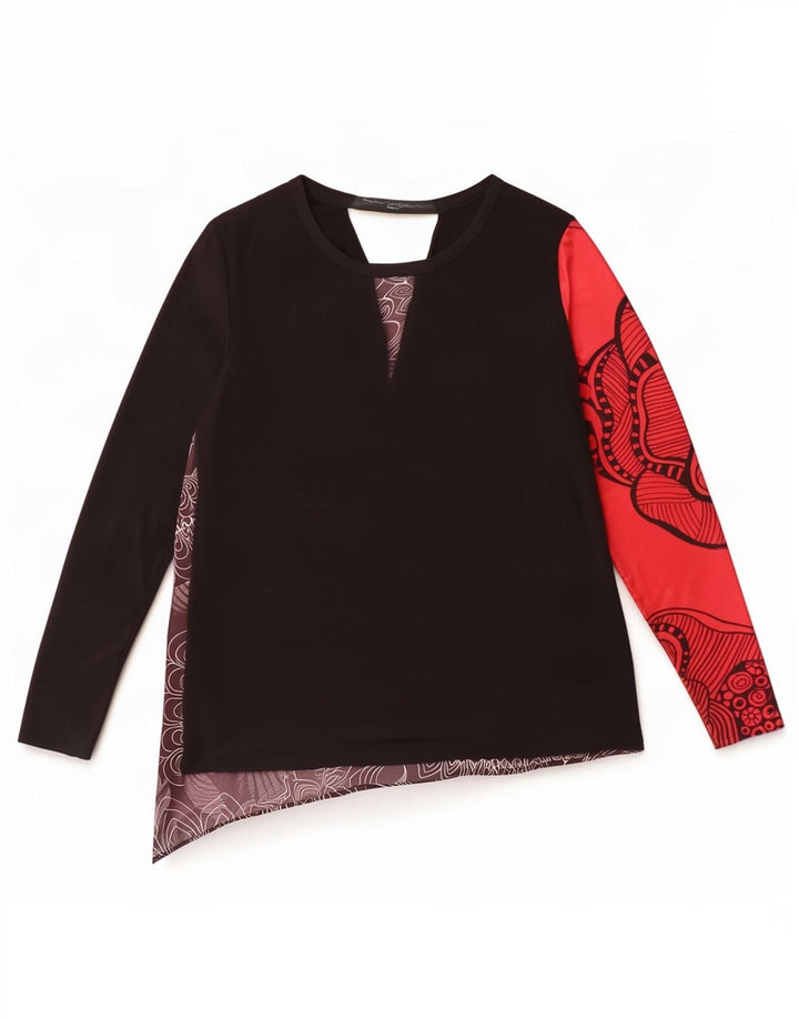 Desigual Haut graphique à manches longues pour femme UK 44 Medium Multicolore Floral
