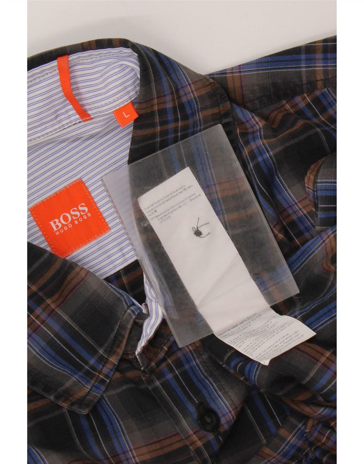 Hugo Boss Chemise Homme Grand Carreau Noir Coton