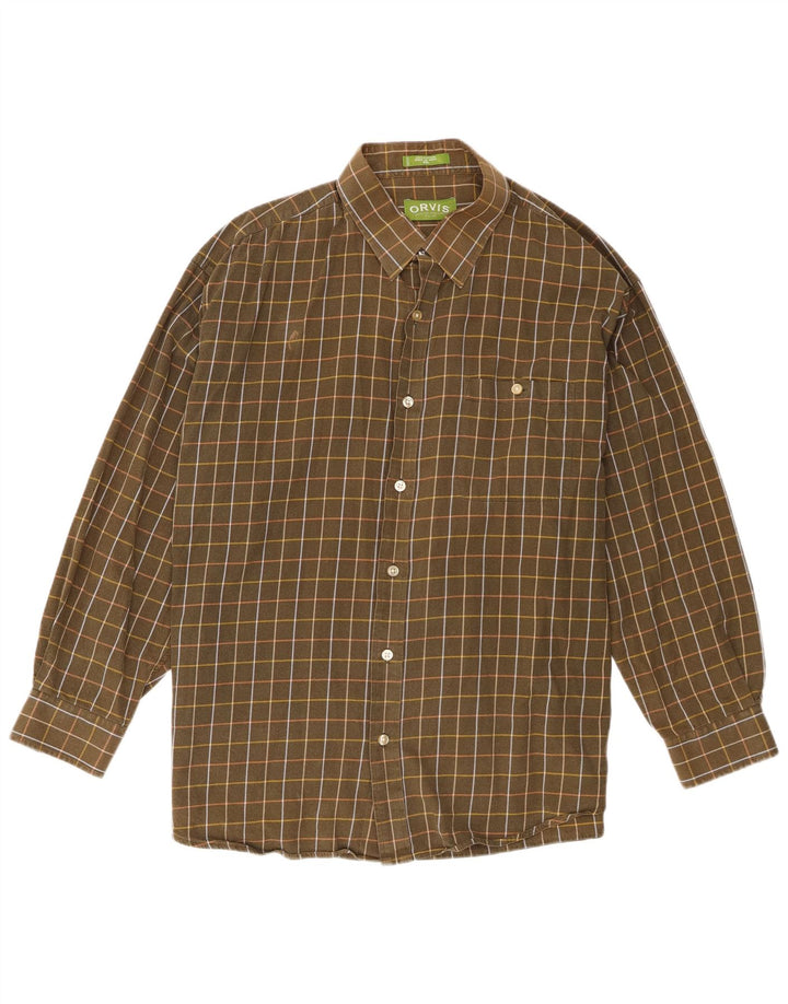Orvis Chemise Homme 2XL Kaki Carreaux Coton