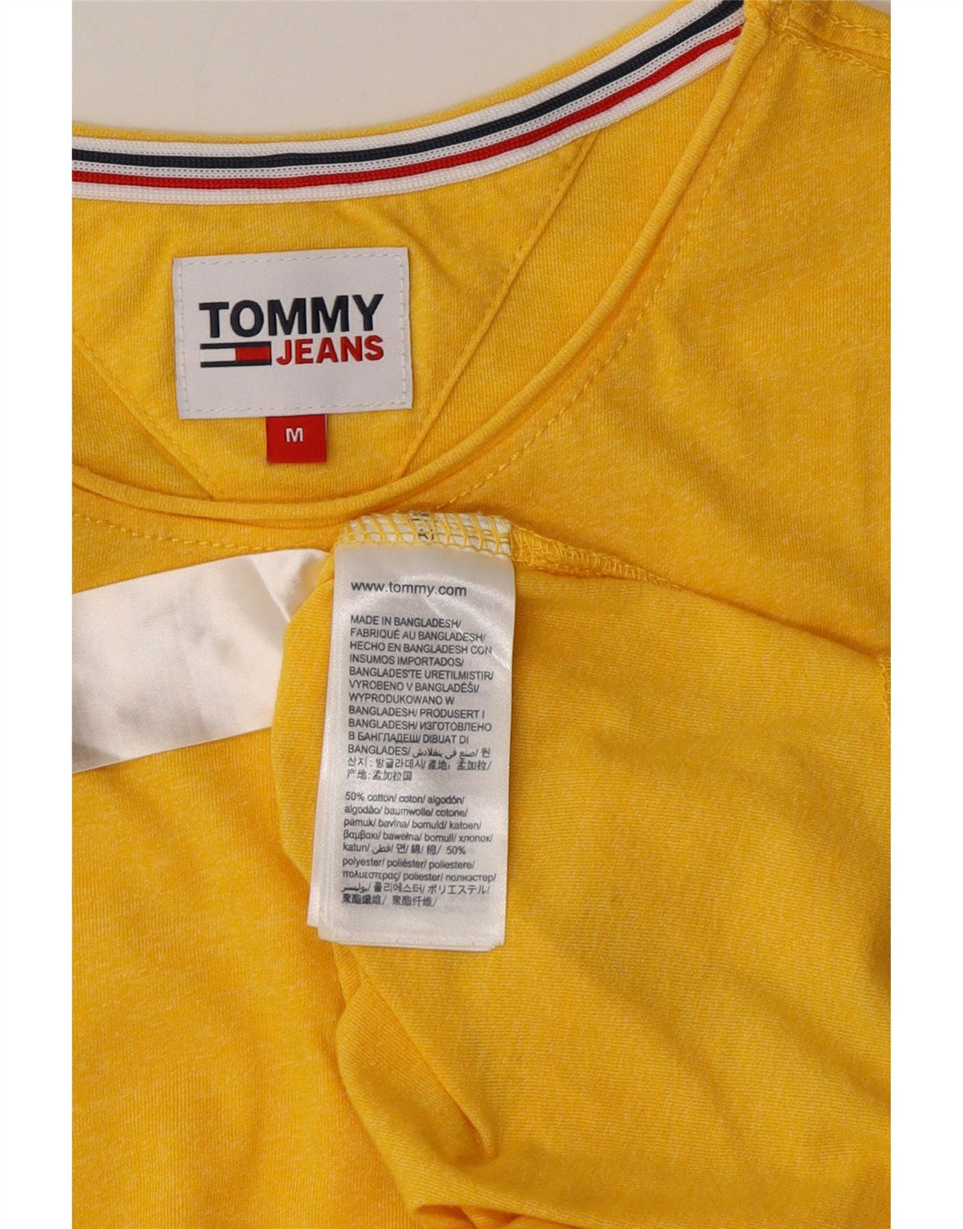TOMMY HILFIGER T-Shirt Femme Top UK 14 Coton Jaune Moyen