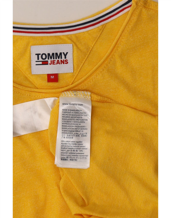 TOMMY HILFIGER T-Shirt Femme Top UK 14 Coton Jaune Moyen