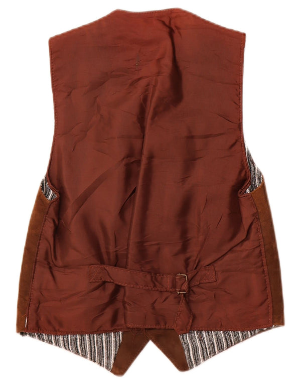 gilet en daim homme vintage IT 42 XS cuir marron