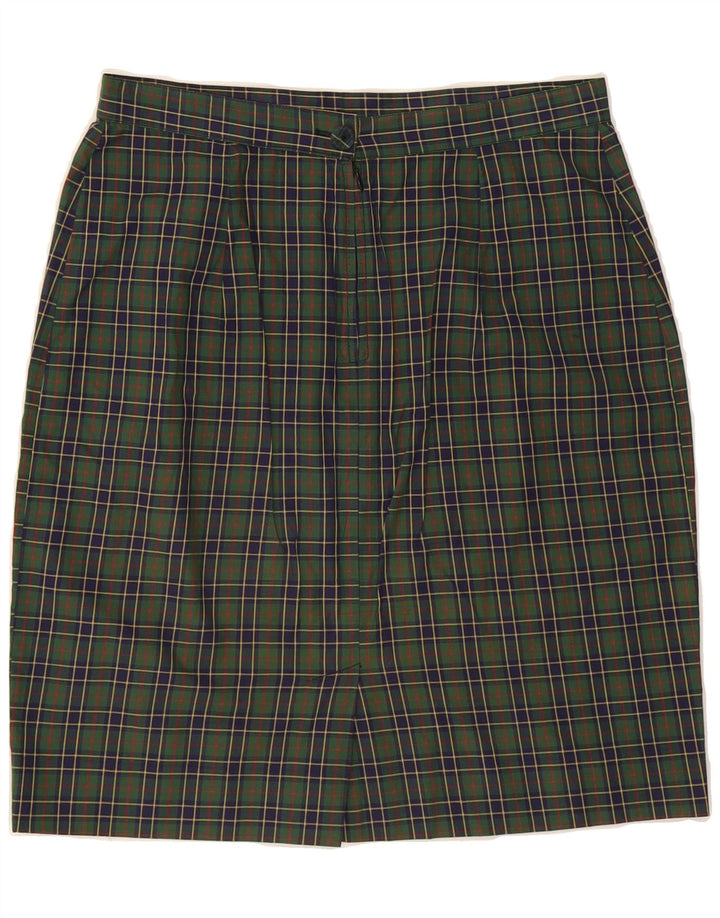 ALL OVER Womens Pencil Skirt IT 44 Medium W28 Green Check Cotton Vintage All Over and Second-Hand All Over from Messina Hembry 
