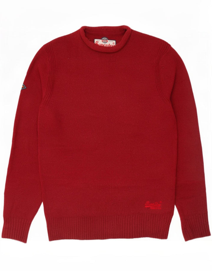 Superdry Pull Ras du Cou Homme Rouge Moyen Lambswool