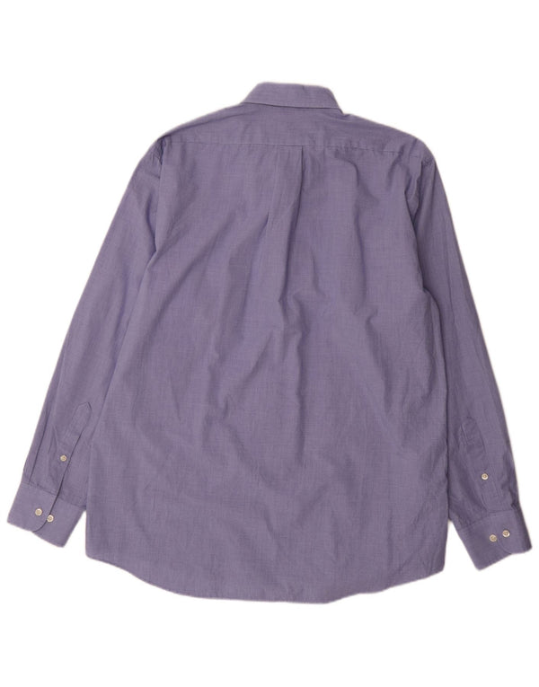 Chaps Chemise coupe classique pour homme Taille 16 Grand coton pied-de-poule bleu