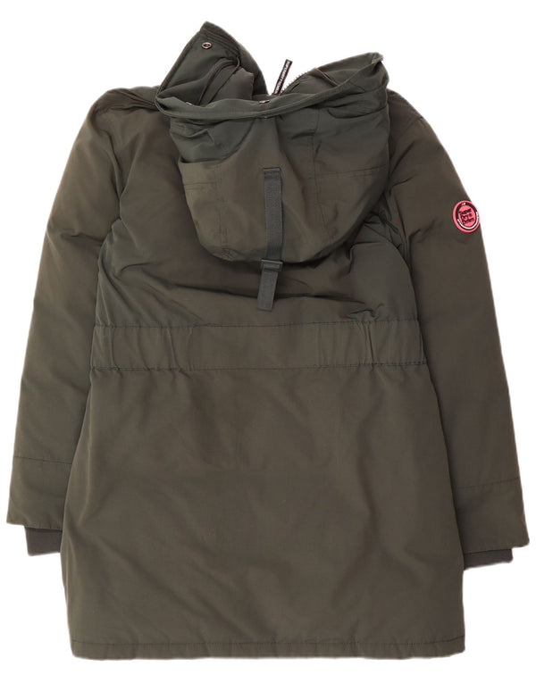 Superdry Manteau rembourré à capuche pour femme UK 10 Small Vert Nylon
